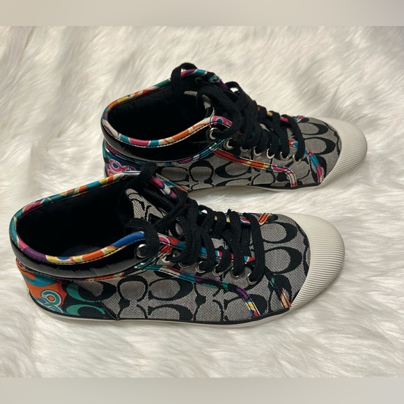 Coach Vintage Zoe Multicolor Signature Logo Patterned Sneakers - Picture 5 of 9
